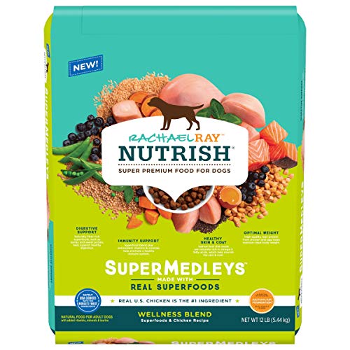 Rachael Ray Nutrish SuperMedleys Wellness Blend Premium Dry Dog Food, Chicken with Salmon & Superfoods Recipe, 12 Pounds