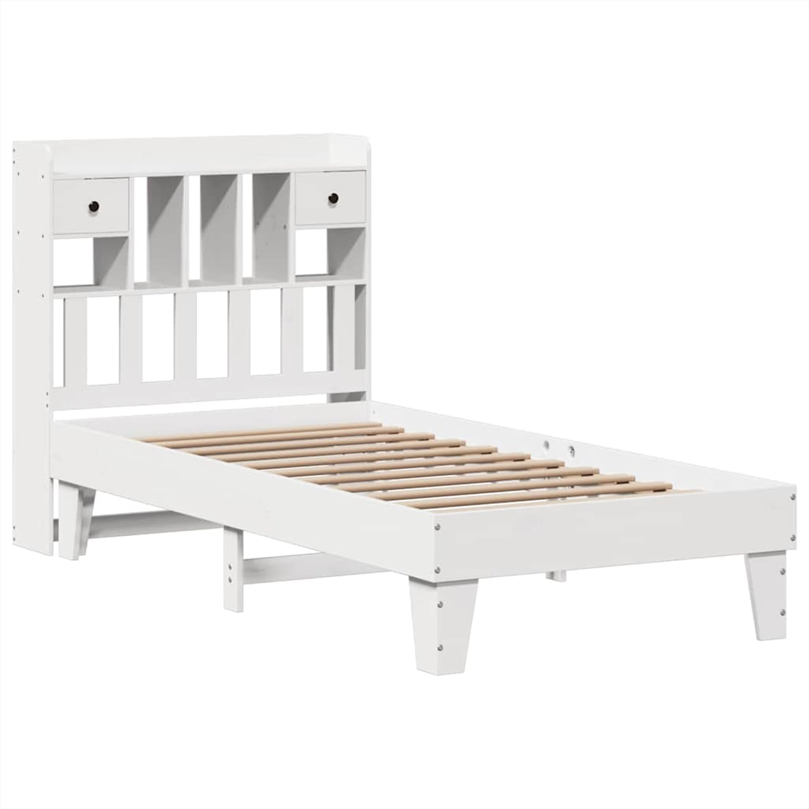 Homgoday Cama de Madera de Pino con Almacenamiento: Estructura Estable y Diseño Rústico Blanco Modelo WQ1015ZJ-3308853ES