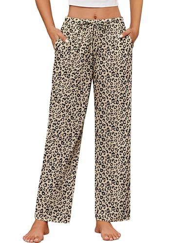 Ekouaer Women's 100% Cotton Pajama Pants Casual Drawstring Pj Bottom Soft Pj Pants