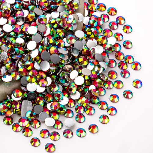 Fuchsia AB Rhinestones Bulk, 5000PCS Flat Back Round Jelly AB Rhinestones Non-Hotfix Crystal Gems Wholesale for Crafts Makeup Nails Face Tumblers Clothes Shoes Handmade Decoration 5mm