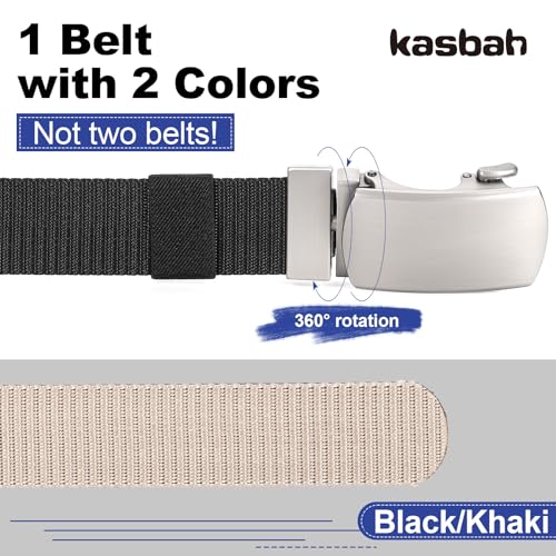 KASBAH Men's Reversible Belt Ratchet Nylon Belt for Men Casual Web Golf Belt for Jeans Pants Work2