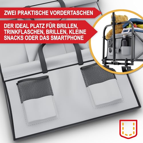 ONBEST Bollerwagen faltbar - Plus Regenschutz - Faltbollerwagen - Bollerwagen Für viele Anwendungen - Outdoor - klappbarer Transportwagen klappbar (Grau)