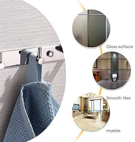 Amzdeal Wall Mounted Coat Rack - 8 Pegs 24" Modern Hook Rail for Clothes Caps Hats Belts Keys, Anti-Rust, Sturdy, Heavy Duty, 304 Stainless Steel, Silver, Can Hold 30kg