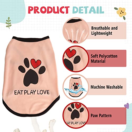 Image of Lulala Printed Pet Shirt Summer Pet T Shirt Cool Puppy Dog T-Shirts Soft Breathable Dog Sweatshirt for Small Medium Dogs Cats (Heart Love Paw Pattern (Pink, 30 INCH)