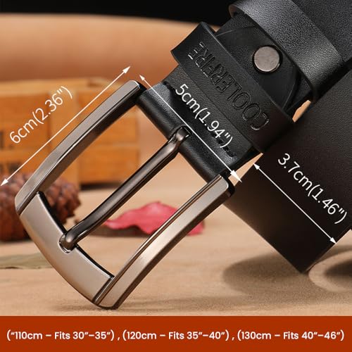 Men Leather Classic Belts, Cowskin Fashion Strap Pin Buckle Casual Belt for Jeans, Work, Business & Everyday Wea2