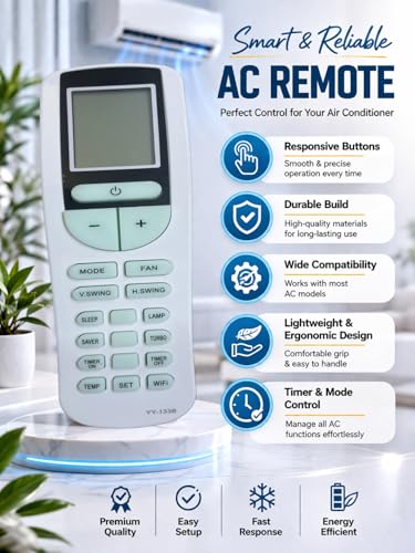 Image of Original Air Conditioner Remote Control Compatible with voltas ac Remote contr for 1 1.5 2 Ton Voltas Smart Split Ac with WiFi Function 133B