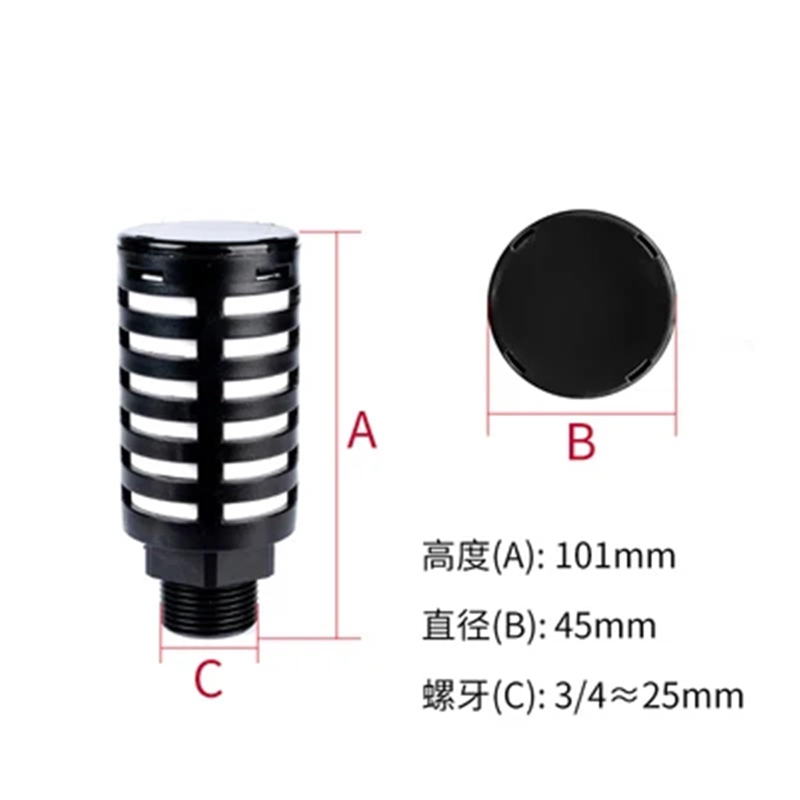 Silenziatori Pneumatici, marmitte, silenziatori Filtro antirumore con Filettatura Maschio Slip Lock for Pompa nebulizzatrice Nera(Psl-06)