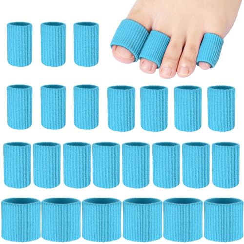 Image of Blulu 24 Pieces Toe Tubes 0.98 Inches Cushion Tube Corn Pads for Toes Sleeves Soft Gel Protectors for Cushions Corns Blisters Calluses 3 Size(Blue,Assorted Sizes)