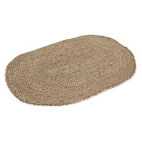 Large Size Woven Indoor Doormat 30''x17''| Oval Seagrass Mat for Front Door , Patio - Non Slip, Dirt Resistance Rug for Farmhouse , Modern Design Cover