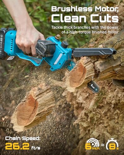 Image of SEESII 2-in-1 Cordless Pole Saws & Mini Chainsaw 6 Inch for Tree Trimming | 2 x 4000mAh Batteries, Handheld Cutter with 10FT Extension Pole for Pruning, Yard Cleanup, Ideal for Homeowners Gardeners