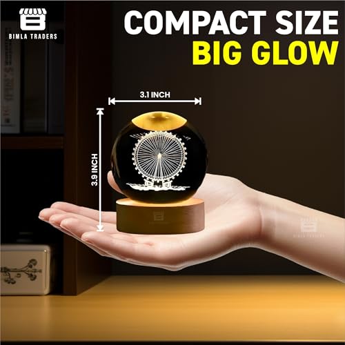 Image of 3D Ferris Wheel Night Lamp, Creative Engraved Crystal Ball Night Light for Home Decoration Best Gift for Any Occasion (Ferris Wheel)