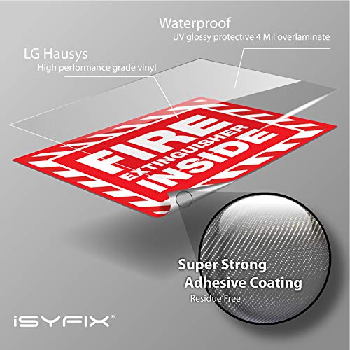 Fire Extinguisher Inside Signs Stickers – 4 Pack 7x6 Inch – Premium Self-Adhesive Vinyl, Laminated for Ultimate UV, Weather, Scratch, Water and Fade Resistance, Indoor and Outdoor