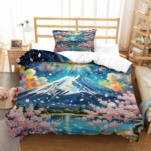 Housse de couette imprimée 3D fleur de pêche en textile microfibre premium douce - 3