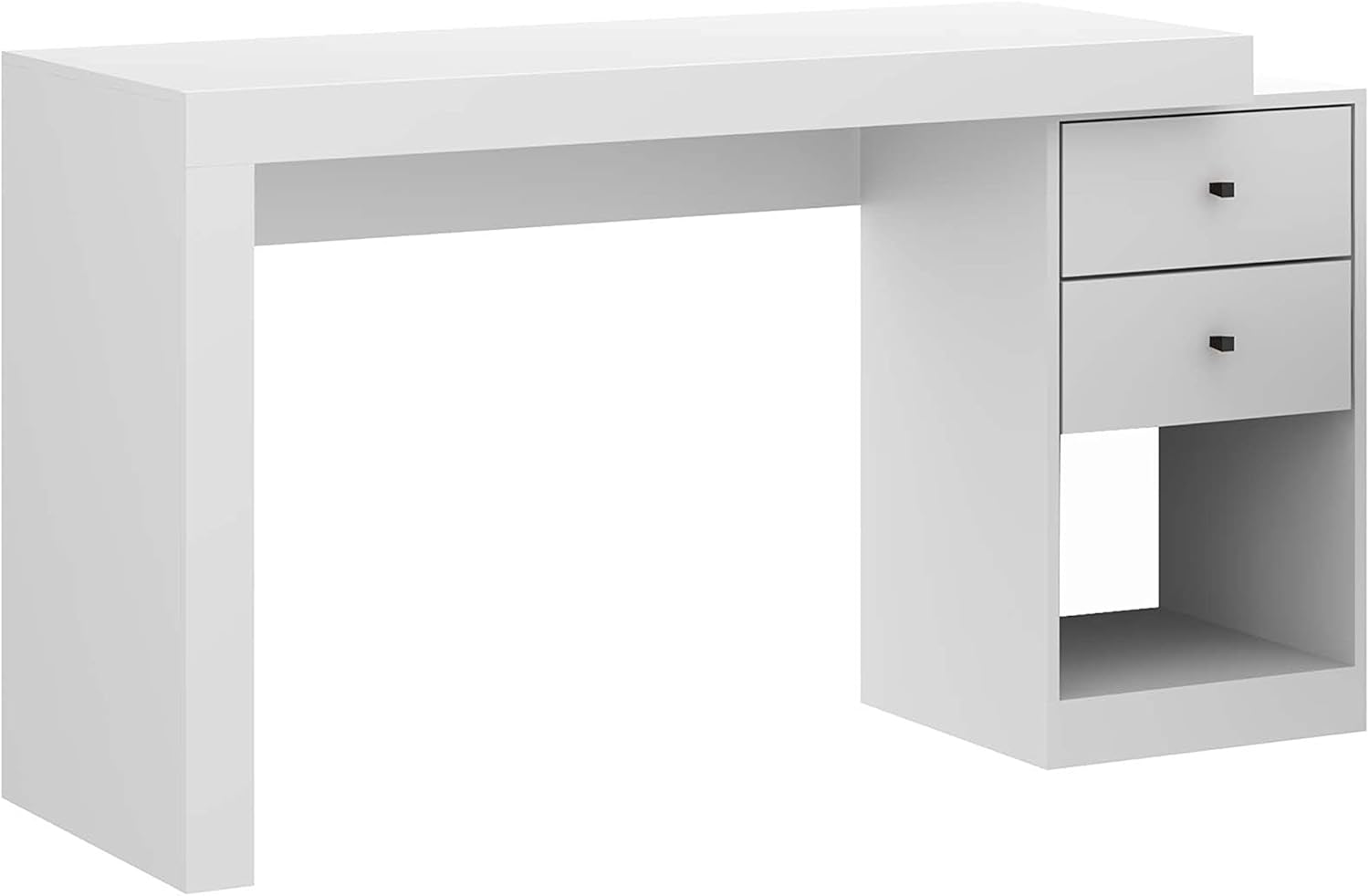White Expandable Home Office Desk with Drawers and Filing Cabinet