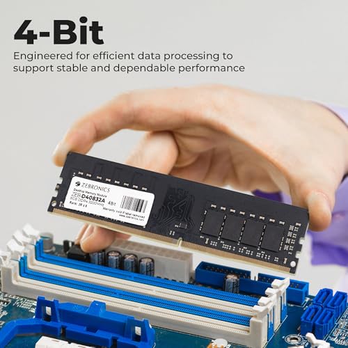 Image of Zebronics 8GB DDR4 RAM for PC, 3200MHz, 4bit Architecture, Low Power Consumption, High Stability Performance (D40832A)