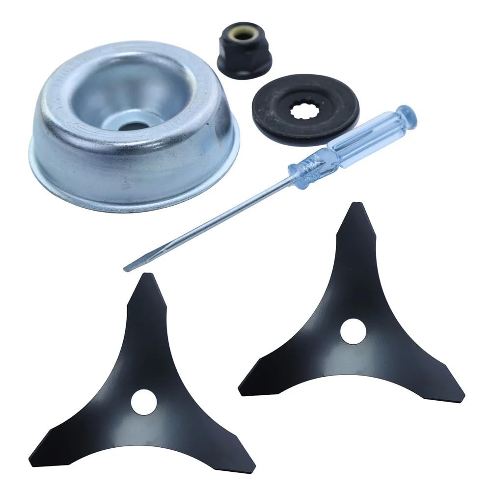 Cuchillas de desbrozadora de Acero al Carbono de 10" × 3 Dientes con Arandelas aptas Adecuado para 25,4 mm/20 mm [Piezas de Repuesto]