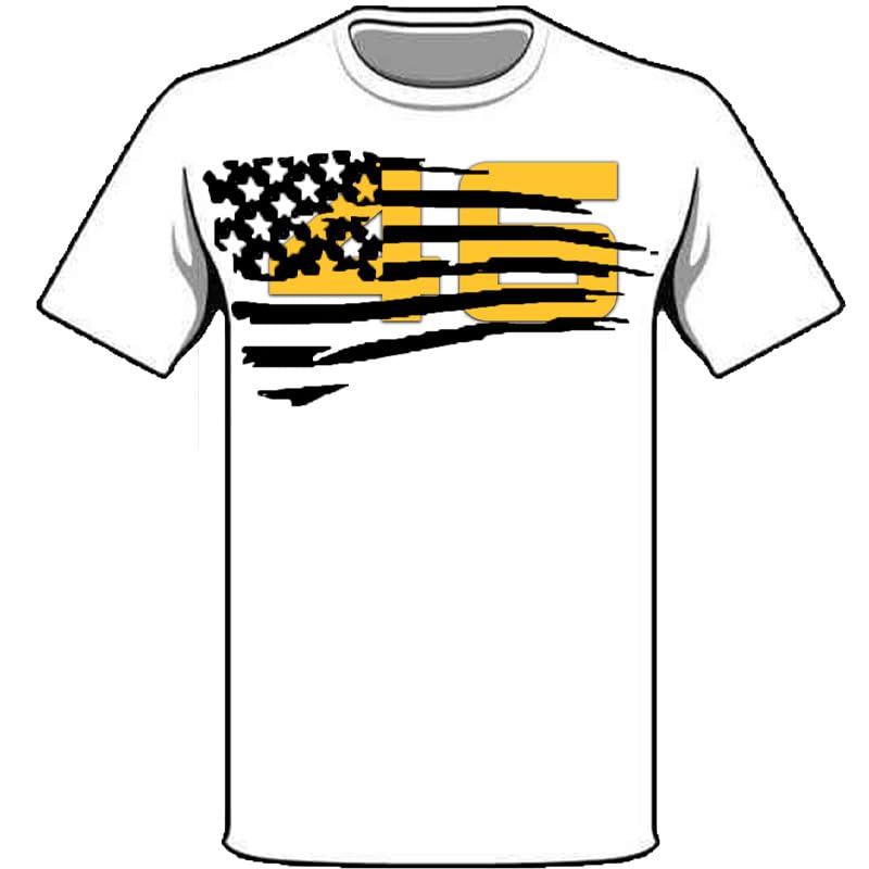 Atlas 46 Flag T-Shirt Unsupervised - 50/50 Cotton/Polyester Front & Back Logos - Made in the USA (US Alpha XX-Large Regular Regular White)