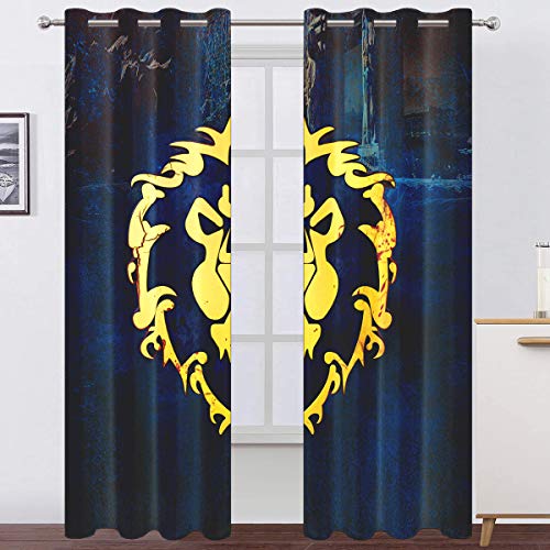 World of Warcraft Curtains Blackout Curtains with Game Pattern Fan Curtains Thermal Insulated Drapes for Bedroom and Sliding Glass Door 62 x 70 Inch Grey 2 Panels