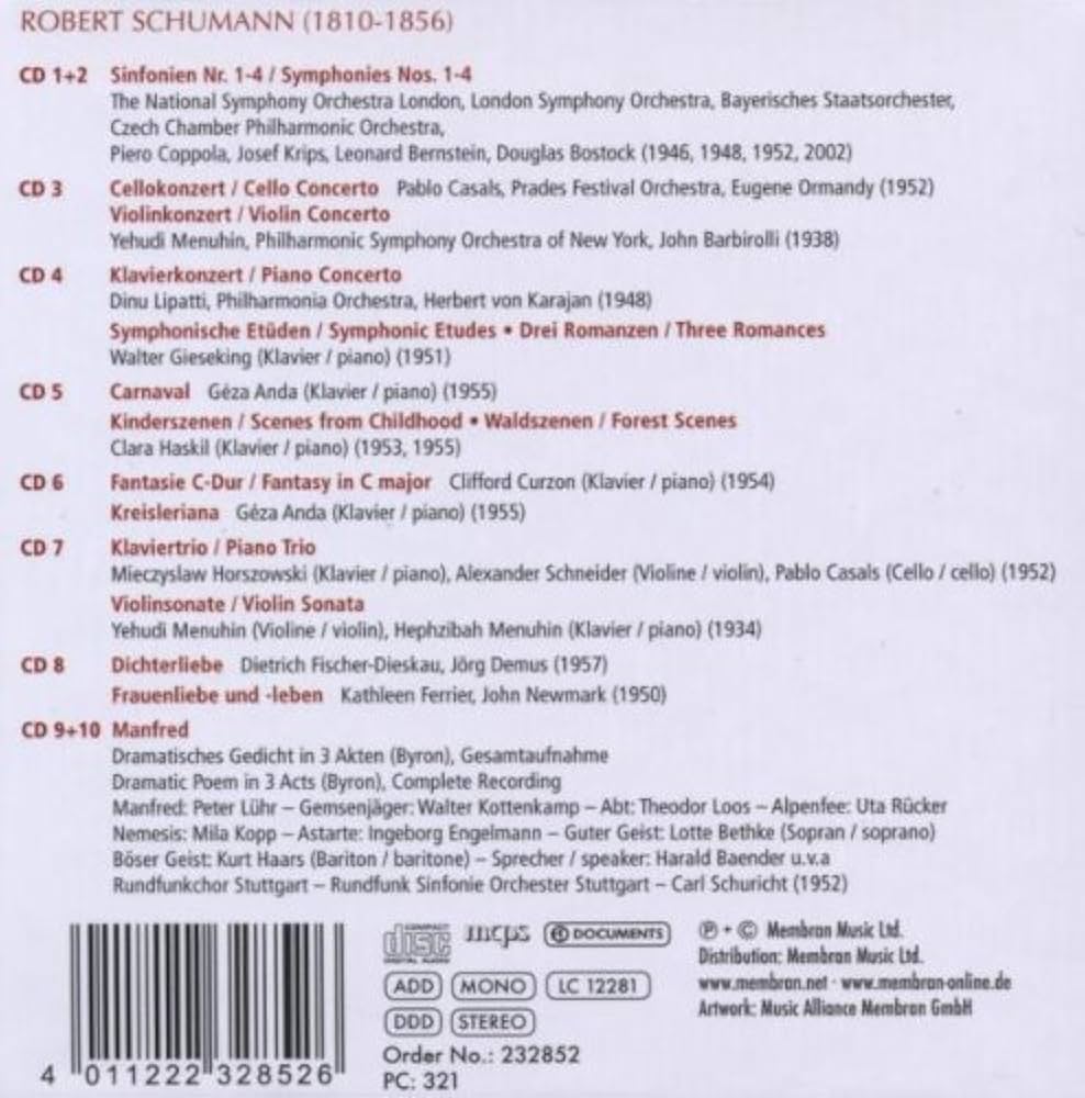 Robert Schumann (10CD-SET)［CD］ Robert Schumann (10CD-SET) (shin