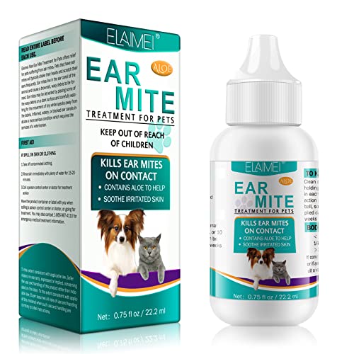 Ear Mite Treatment for Cats – Gentle Treatment for Pet Ear Infections – Ear Mite Treatment for Dogs – Removing Excessive Ear Wax – Dog Ear Cleaner – Treating Ear Odor
