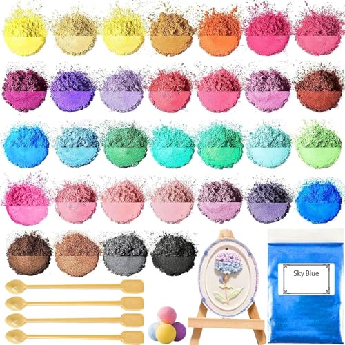32 Colores Pigmentos De Color Para El Polvo De Fundición, Pintura Para El Polvo De Fundición, Mica Polvo Para Jabón Bomba De Baño Vela Cosmética Sombra De Ojos Esmalte De Uñas