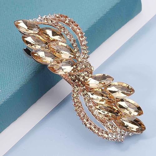 Aneneiceera Vintage Crystal Hair Clip Gold Rhinestone Hair Barrette Sparkle Cz Head Clip Crystal Wedding Headpieces Bridal Hair Accessories for Women and Girls - Image 3