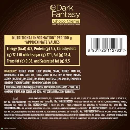 Image of Sunfeast Dark Fantasy Dark Choco Cream Sandwich Biscuits, 277.5g