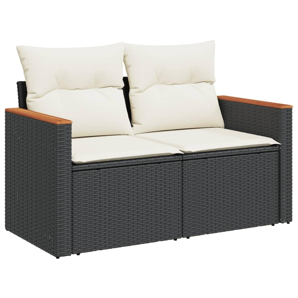LAPOOH Set da pranzo da giardino 7 pezzi e cuscini in rattan sintetico nero, Set Tavolo e Sedie Giardino, Tavolo e Sedie Terrazza, Mobili da Giardino Esterno, Set Di Mobili Da Giardino - 3226231