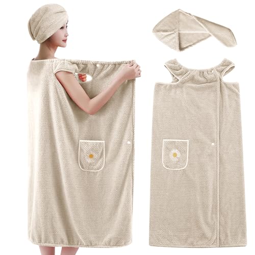 La Mejor Selección de toallas Heredera los mejores 5. 47 Yostyle Toallas de Baño,Set de Bata de Baño Mujer Toalla Grandes con Toalla Microfibra para Cabello,Suaves y Cómodo,Fuerte Absorción de Agua y Secado Rápido,para SPA,Sala de...