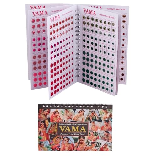 Image of VAMA Fashions Multicolour Stone Self Adhesive Kumkum Bindis Sticker Bindiya Bride Groom Forehead Bindi Spiral Book Booklet for Women & Girls (Glitter Bindi Booklet)