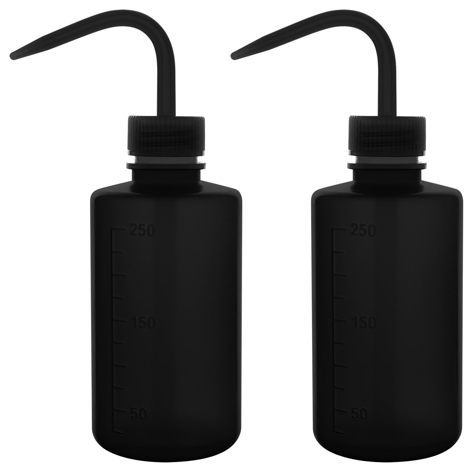Stonylab Black Ldpe Chemical Wash Bottle, 2-Pack Watering Tool Safety Plastic Squeeze Bottle Lab Rinse Bottle With Scale Labels And Narrow Mouth Squirt Bottle, 250 Ml
