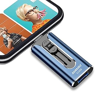 USB 3.0 Flash Drives 512GB, AUAMOZ Memory Drive 512GB Photo Stick Compatible with Smart Phone & Computers, Phone External Flash Expandable Photo Storage Drive, Take More Photos & Videos (Sea Blue)