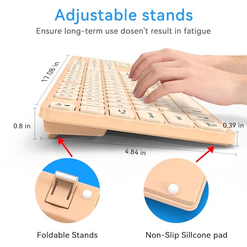Image of Rechargeable Wireless Keyboard for Mac and Windows, Ultra Slim 2.4GHz Full-Size Keyboard with Low-Profile Quiet Keys, Compatible with PC, Laptop, Windows 11 /10 /8 /7 (Milk Tea)