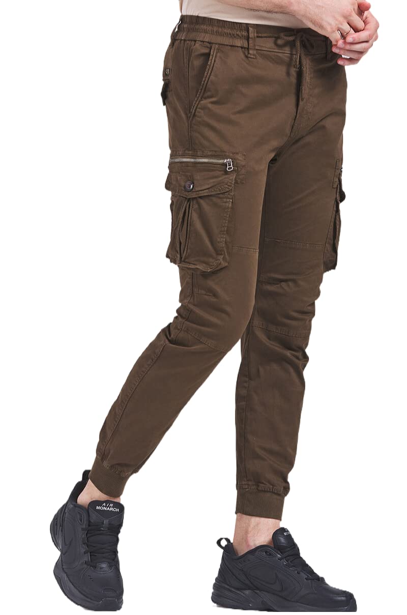 JackieLove Mens Joggers Work Camo Chino Utility Combat Pants Trousers with Multi Pockets for Spring