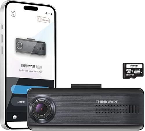 THINKWARE Q200 2K 1440P QHD Dash Cam for Cars, WiFi, WDR, Speed Red Light Cam Alerts, ADAS, 256GB Max, Parking Monitor, Super Night Vision (Free 32GB, 12V Cigar, Hardwiring Cable) (1CH Front)