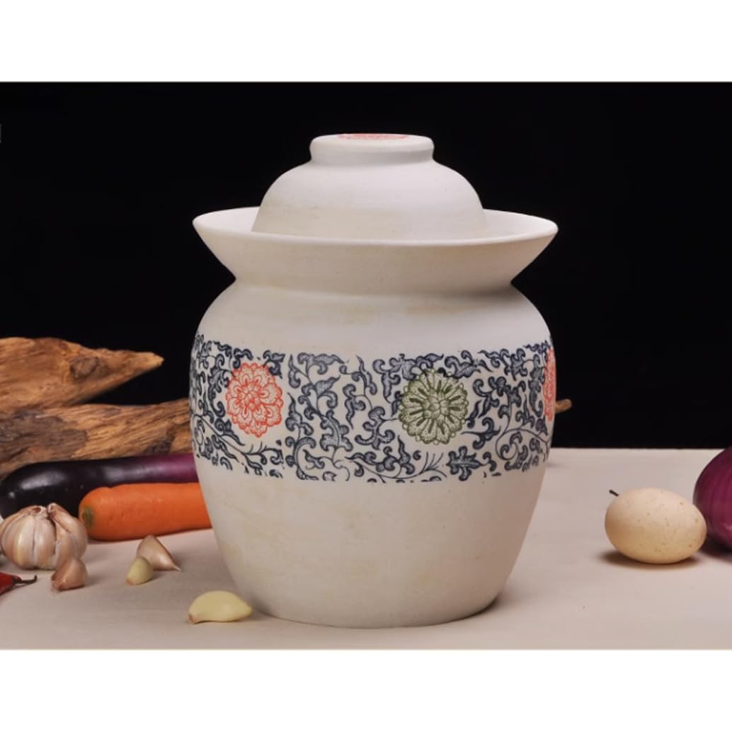 Kit di Barattolo di Fermentazione Tradizionale Barattolo di Sottaceti in Porcellana Grezza Cinese per Sottaceti Kimchi, Ceramica a Doppia Faccia in Vetro Che Ferment 4kg