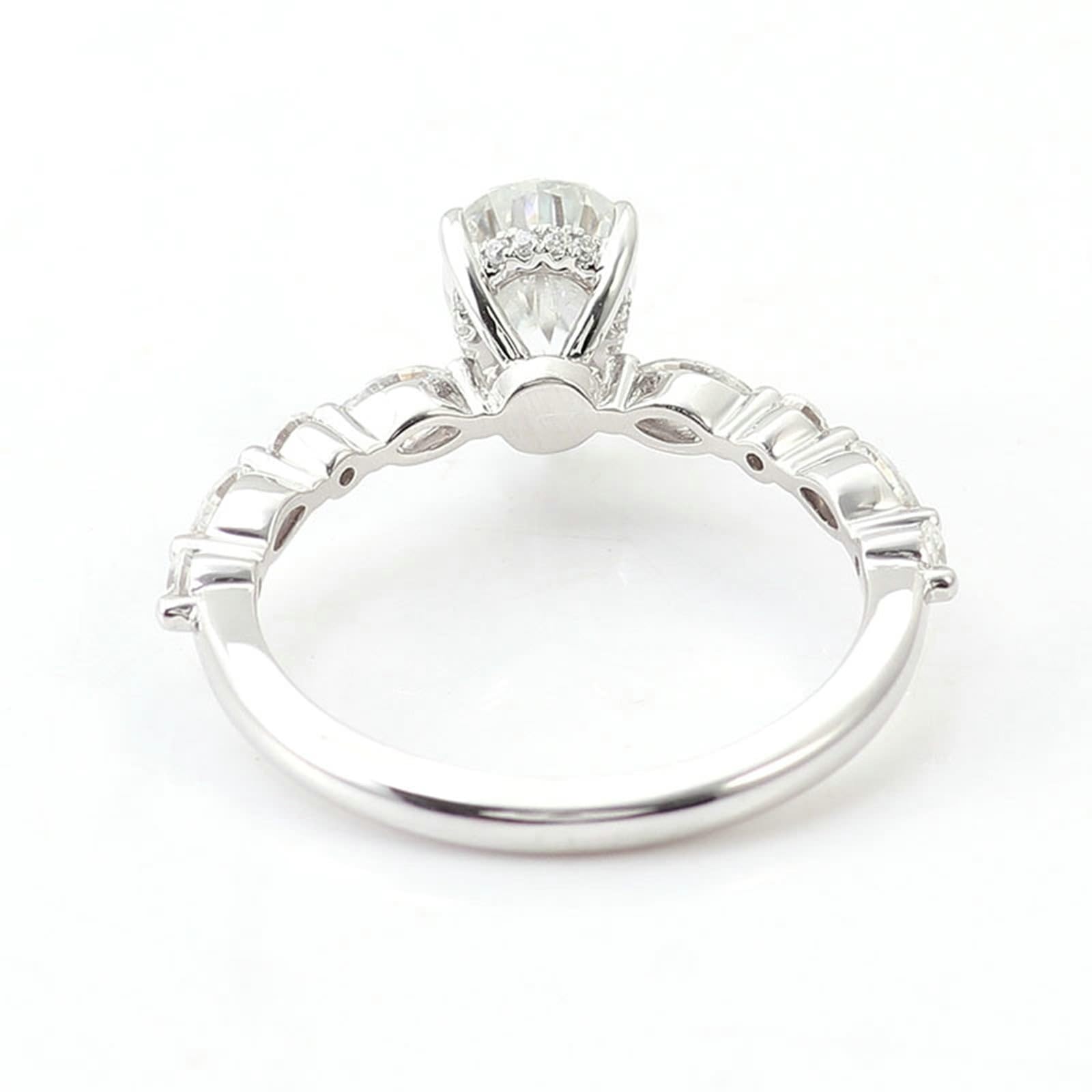 Anillo de mujer con grabado de oro blanco de 9 quilates moissanit con moissanit blanco de 1/2/3 quilates en forma de pera, tamaño 45 (14,3), fácil para tía, graduación personalizable