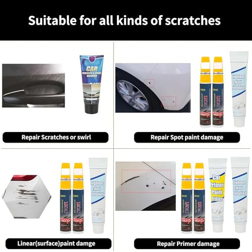 Car Scratch Remover, Car Paint Scratch Repair, Touch Up Paint for Cars Deep Scratch Repair Kit for Branch Scratches Nail Scratches Swirl (12, Silver Gray + Titanium Gray)