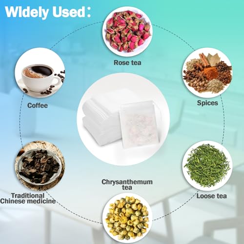 400 Stück Teefilterbeutel 8x10 cm mit Kordelzug – Wiederverwendbare Tee- & Gewürzsäckchen zum Selbstbefüllen für Losen Tee,Kaffee, Kräuter, Vanille, Lavendel, gewürzsieb zum mitkochen