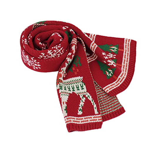 U Scinan Winter Warm Knitted Scarf Reindeer Pattern Christmas Neck Warmer Fashion Fringed Neckerchief Neck Wrap3