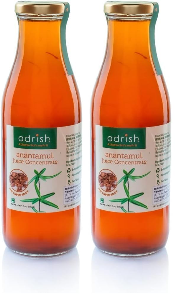 Adrish Zerowaste Organic Anantmool Squash (500ml) - Indian Sarsaparilla | Natural Refreshing Drink | Nannari (Pack of 2)-picture-18