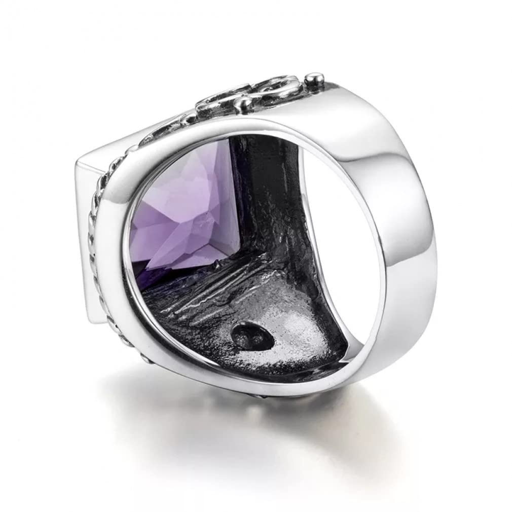 Herren Amethyst Silberring Massiver 925er Sterling Silber Herrenringe Schmuck