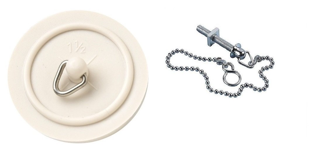 Merriway White Bh03435 38Mm (1.1/2 Inch) Basin Plug With 300Mm (12 Inch) Polished Chrome Ball Chain And Stay