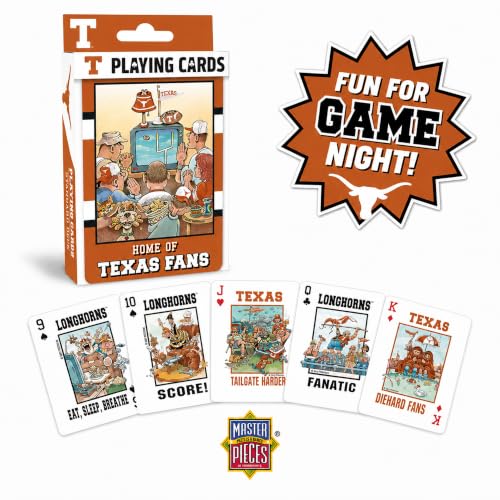 Image of Masterpieces Officially Licensed NCAA Texas Longhorns Playing Cards for Fans - 54 Card Deck for Adults