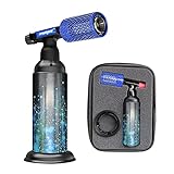 Molgoc Butane Torch with Anti-scalding Device,Stainless Steel Protective Cover,Refillable Kitchen Torch Lighter,Adjustable Flame Guard. (Butane Gas Not Included,Yellow) (Blue Plus)