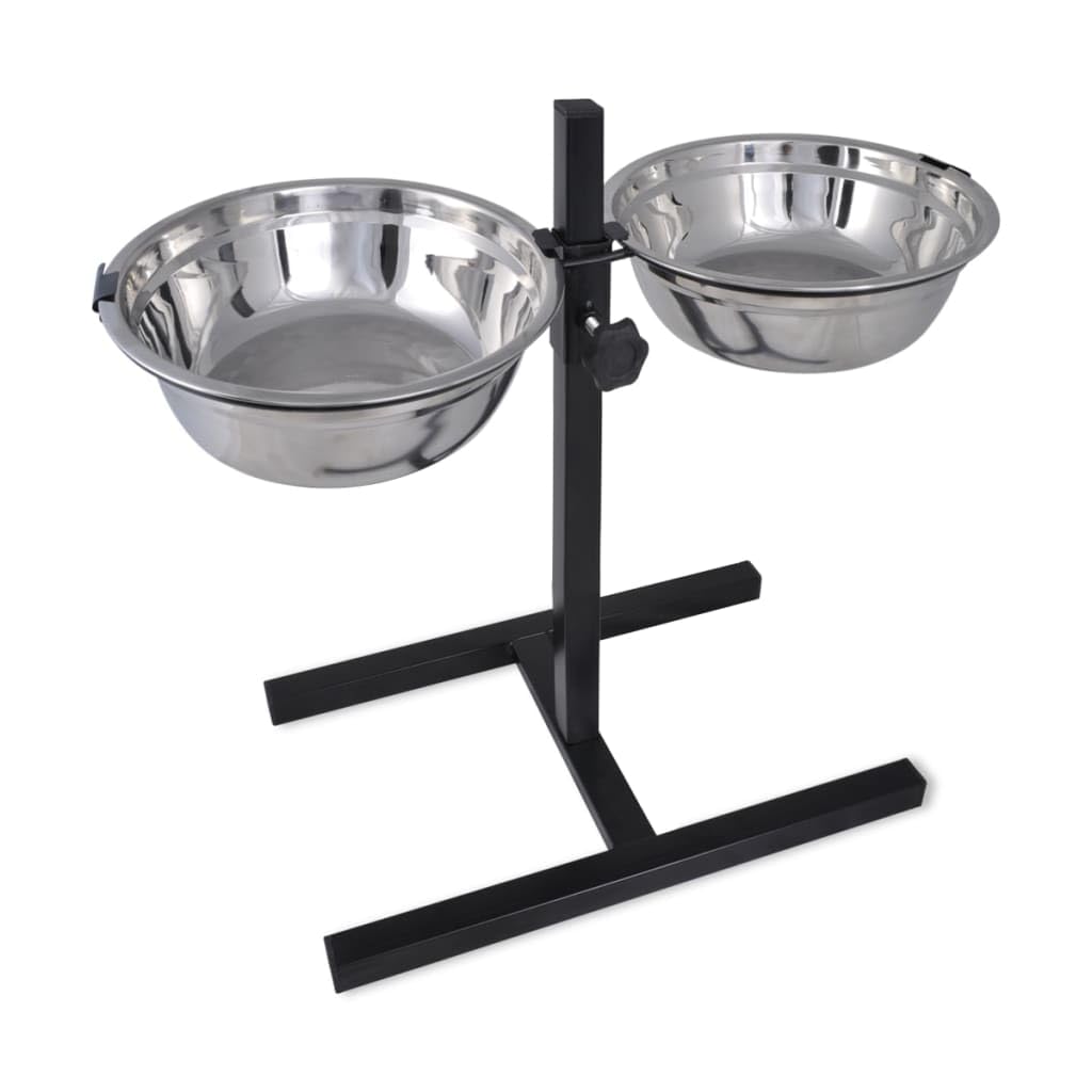 Comedero de altura ajustable, juego de 2 cuencos de acero inoxidable de 4,1 l, estación estable en forma de H para perros y gatos