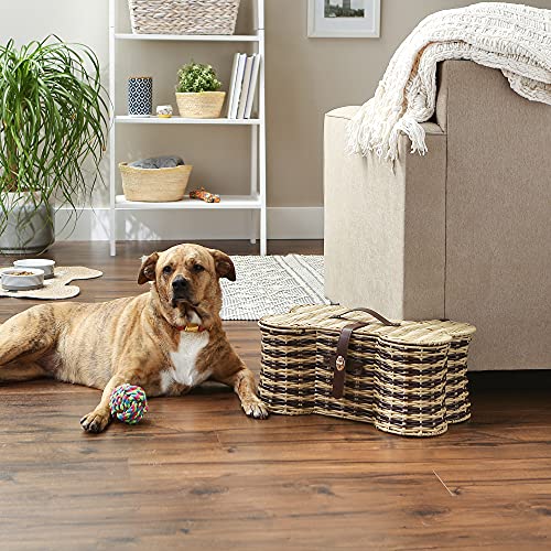 Image of Bone Dry Pet Storage Collection Toy Basket, Small, 17.5x11x7.5 inch, Stripe Plastic Wicker