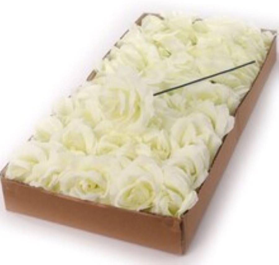 Larksilk 400Pcs Bulk Cream White Rose Heads (8 Packs of 50) – 3" Real Touch Artificial Silk Flowers for DIY Crafts, Wedding Events & Floral Design