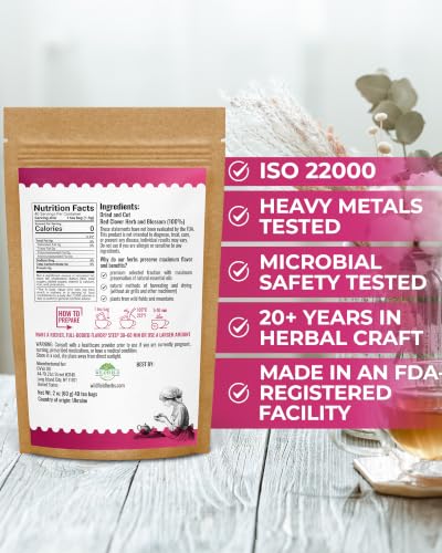 Image of 40 Bags Red Clover Herb Tea (Trifolium Pratense) - 40 Count 1.5g Herbal Bags Trebol Rojo