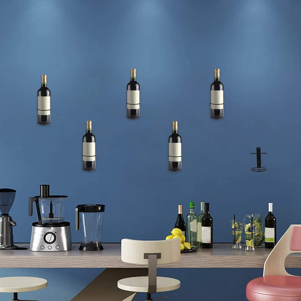 Supporto da parete per vino, 6 confezioni da parete, in metallo, per bottiglie di vino, decorazione da parete motivi di vino